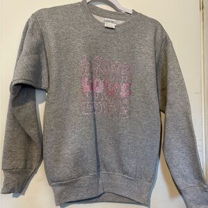 Port and Company Gray Sweatshirt with Pink Love Design